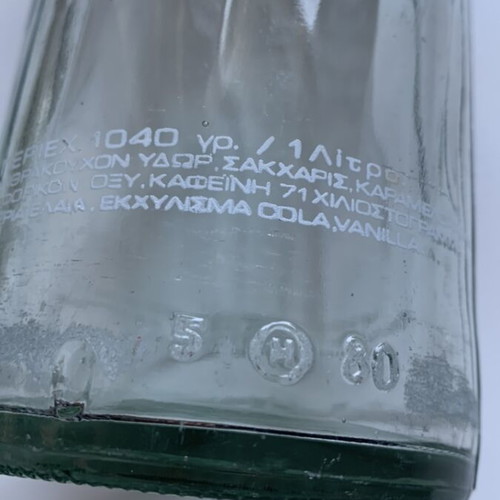 Pepsi Cola and Coca Cola glass bottles 1 litre 1980s, pack