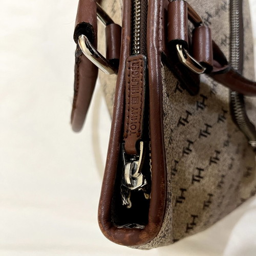 Tommy Hilfiger Monogram Jacquard Canvas Shoulder Bag used, beige/brown