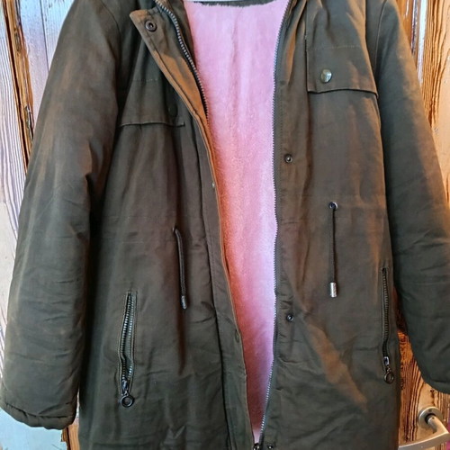 Lady Moda women's jacket khaki with pink inner lining like new