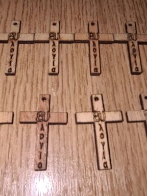 Wooden crosses like new, pack of 10 with hole for necklace cord