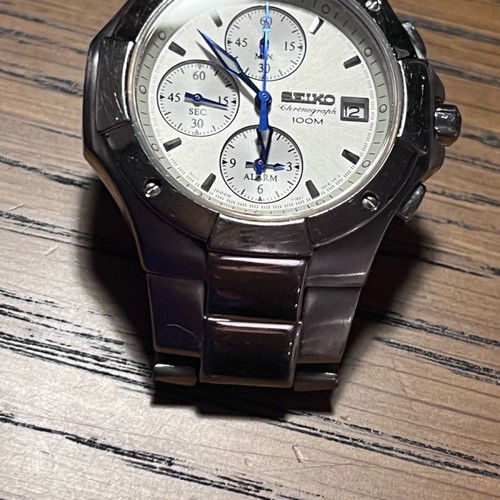 Seiko chronograph 100 m used with blue hands