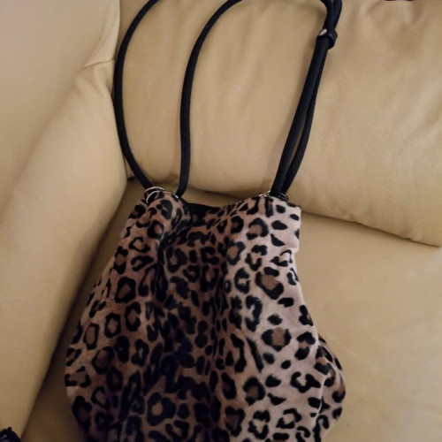 Animal print eco-fur pouch bags, set of 2