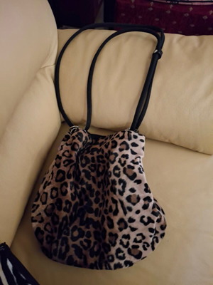 Animal print eco-fur pouch bags, set of 2