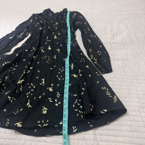 Stine Goya Barbara wrap midi dress size S black gold viscose