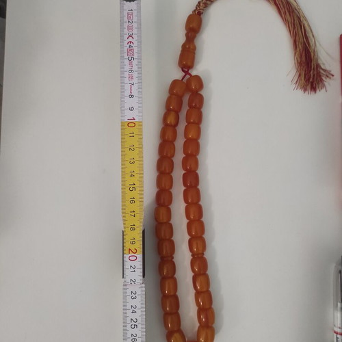 Mastic komboloi worry beads in honey shades, 33 beads