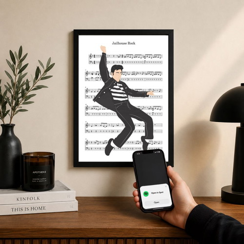 Jailhouse Rock Elvis Presley Poster with NFC Tag and Frame