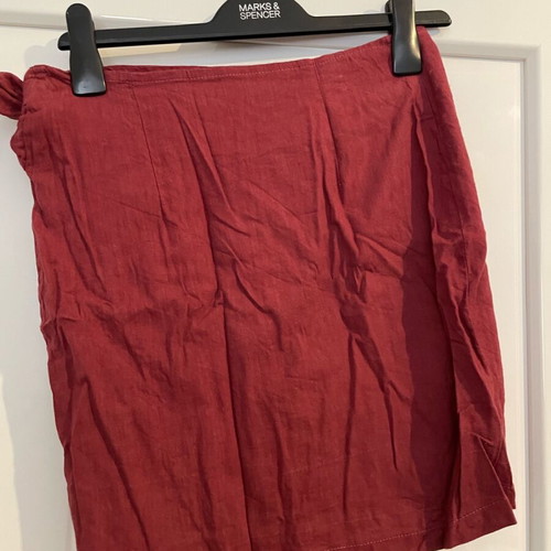 Diva by D Y2K linen wrap mini skirt XS used, claret