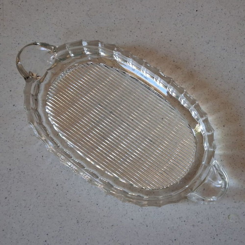 Vintage small glass serving plate used, 16cm for nuts and meze