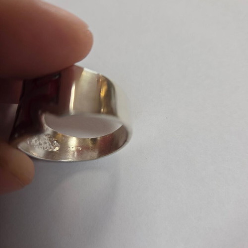 Men's Silver 826 Ring with Black Enamel, new