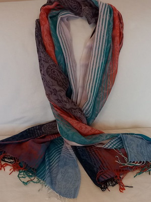 Cotton scarf used, multicolored
