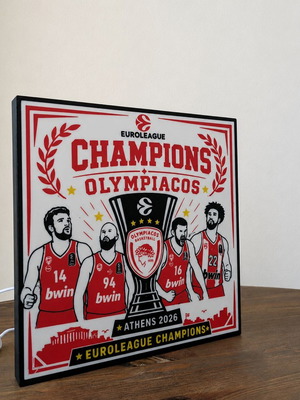 Φωτιστικό Lightbox Ολυμπιακός Euroleague Champions 2026 σαν καινούργιο