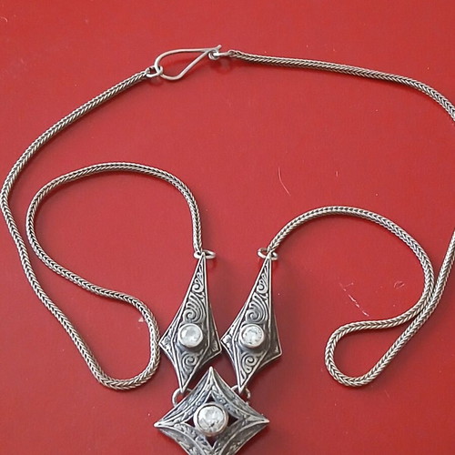 Necklace with 925 silver and zirconia, 50cm, like new