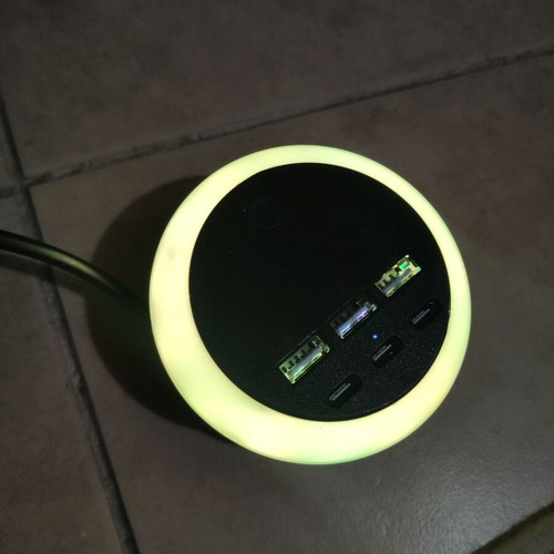 Usb Type C Charger 7-in-1 with 8-Color Ambient Light and Rotating Cable