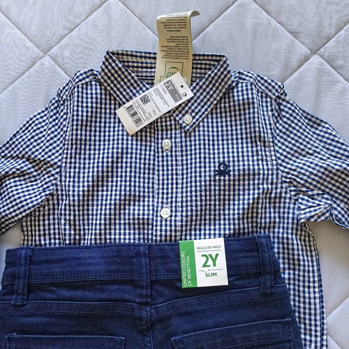 Benetton kids clothes new, shirt and shorts for 2 years old