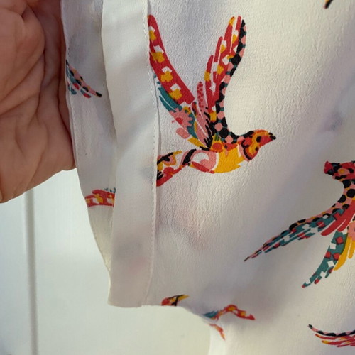 Zara straight dress like new, white with parrots