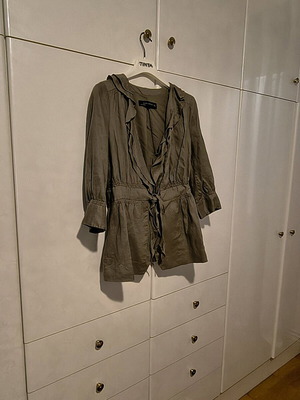 Πανωφόρι Zara σακάκι λαδί σαν καινούργιο, μανίκι τριών τετάρτων, φοδραρισμένο