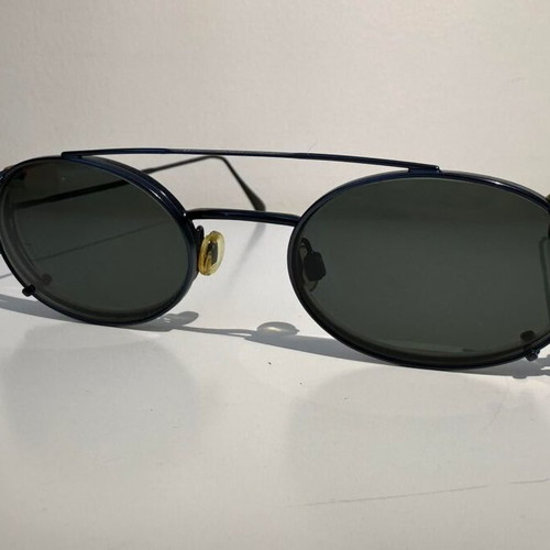 Emporio Armani metal glasses frame blue with clip on sun used