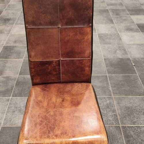 Solid Wood Dining Set with 6 High-Back Leather Chairs used