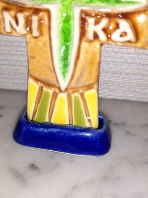 Ceramic tabletop cross new with base