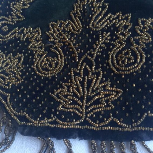 Velvet pouch used with antique beads collectible