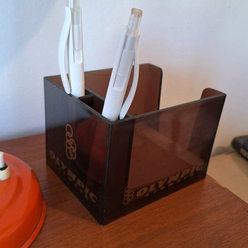 Olympic Airways pencil holder used with signs of wear and age