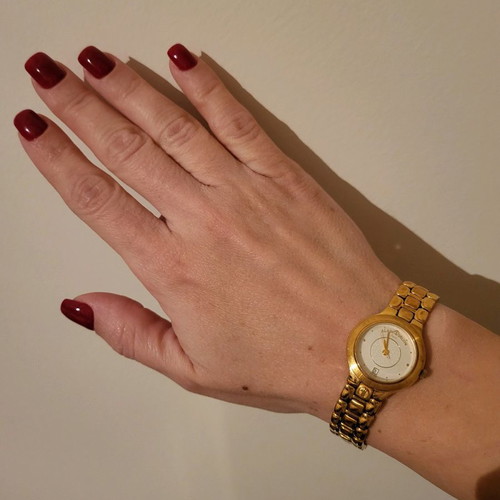 Alain Delon gold-plated vintage wristwatch 90s like new, women's