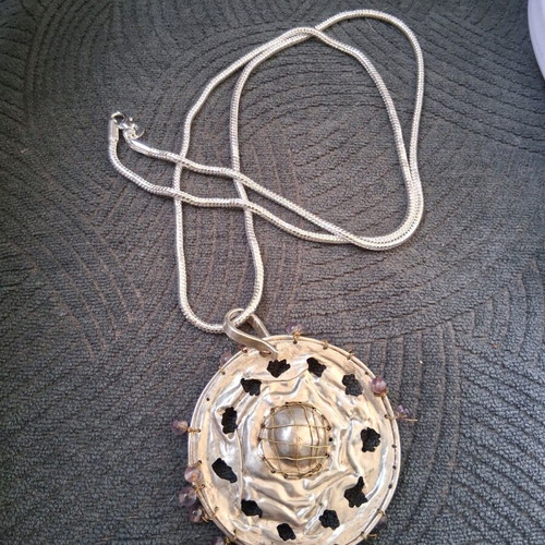 Silver handmade pendant necklace 80cm like new
