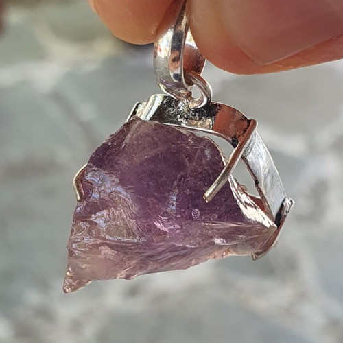 Amethyst pendant silver plated, new