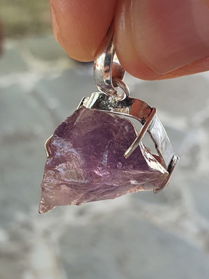Amethyst pendant silver plated, new