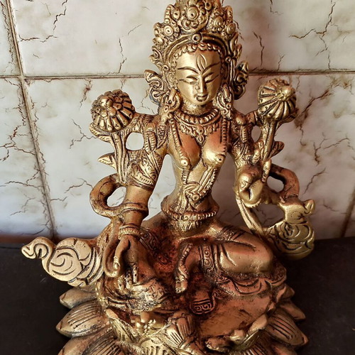 Green Tara Kailash bronze statue like new