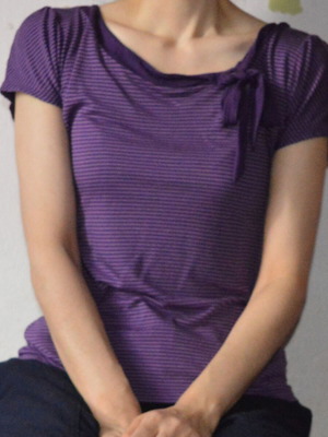 Y2K Purple Striped Cap Sleeve Top with Neck Bow Detail Size S/M