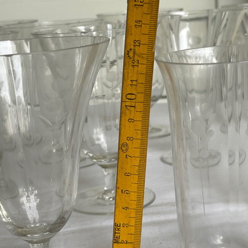 Set of 24 Crystal Art Deco Antique Glasses used