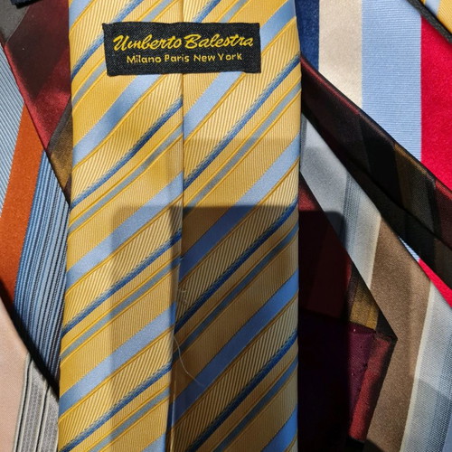 Striped ties used, pack of 12, including Cerruti and U. Balestra