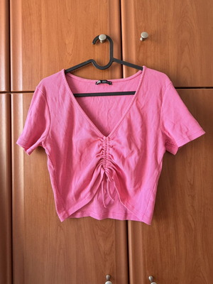 Zara pink top with ruching size L like new