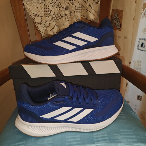 Adidas Runfalcon Athletic Shoes New, Royal Blue and Cloud White, Size 38.5