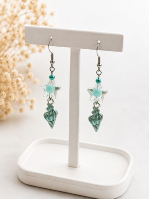 Ocean Whisper Handmade Earrings with Starfish and Turquoise Shell