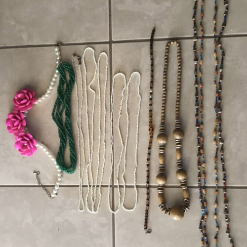 Vintage necklace set, 6 pieces, multicolor