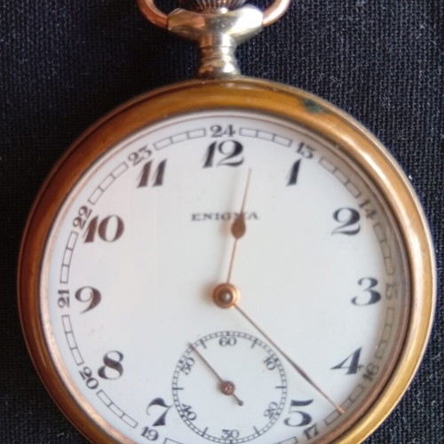 Enigma gold-plated Swiss pocket watch, mechanical