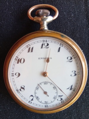 Enigma gold-plated Swiss pocket watch, mechanical