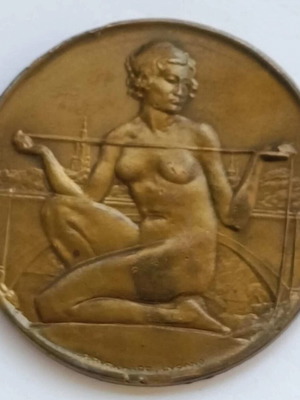 Ελβετικό χάλκινο μετάλλιο 1927-1930 Γέφυρα Λωρραίνης Βέρνη μεταχειρισμένο 40mm