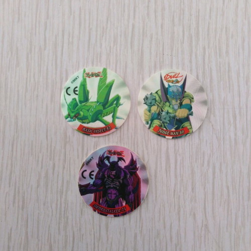 Yugioh Tazos Duel collectible caps 3 pcs like new