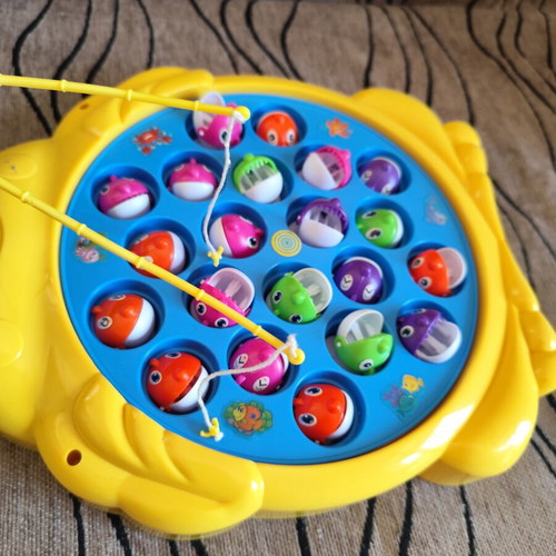 Interactive fishing game used, educational toy