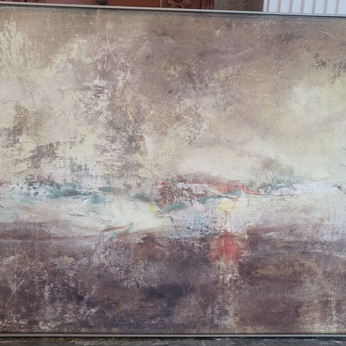 Modern painting like new, abstract art with metal frame