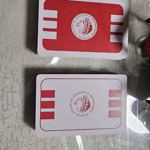 Olympiacos playing cards used, set of 2 decks with case