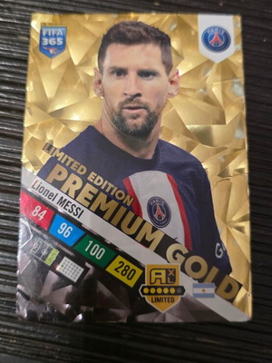 Adrenalyn FIFA 365 trading card used, Lionel Messi