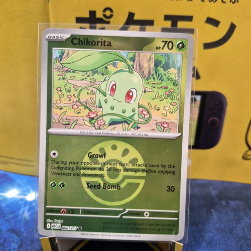 Pokemon Chikorita 008/217 Ascended Heroes Friend Ball Reverse Holo card new