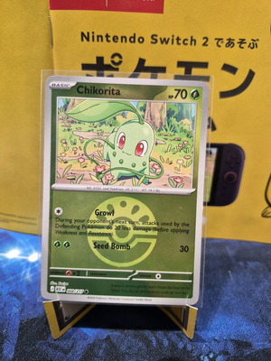pokemon chikorita card 2001 Dunkin Boomer Pokemon Chikorita #152 PSA 8 Holo Trading Card Sticker main image 0