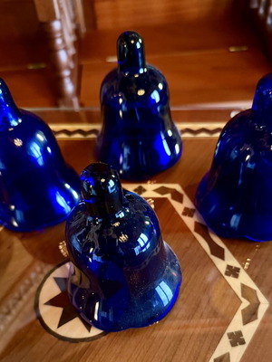 Bohemian Blue Crystal Candle Holders Set of 4 New
