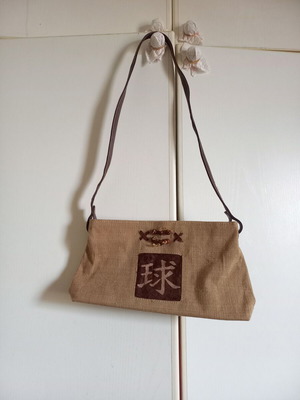 Beige shoulder bag new with Chinese design