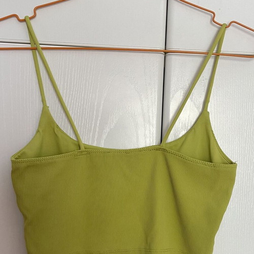 Zara top with thin straps and embossed rib, lime color, like new